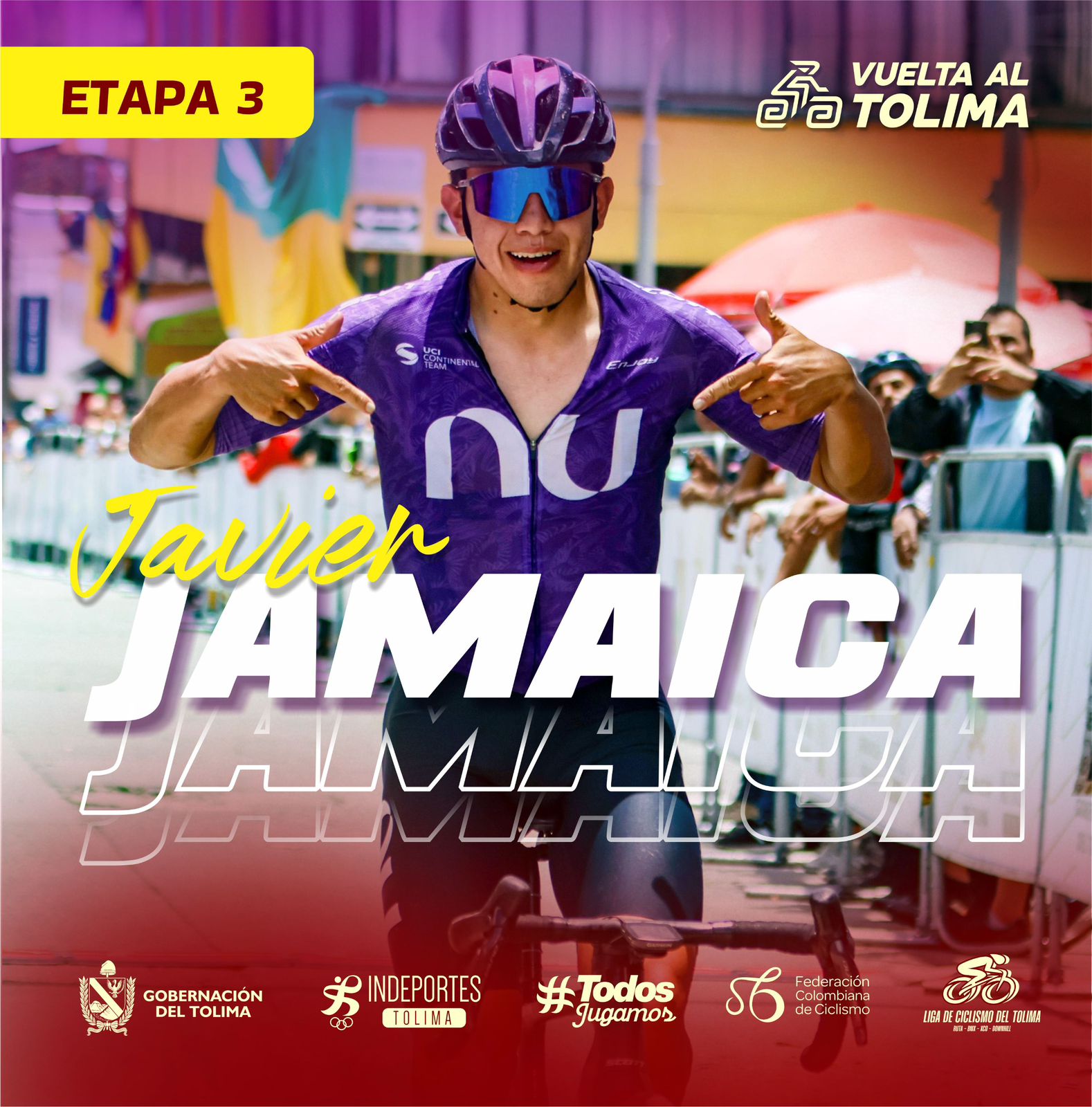 Javier Jamaica se consagra como líder general de la Vuelta al Tolima tras ganar la tercera etapa